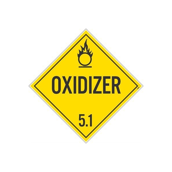 Nmc Oxidizer 5.1 Dot Placard Sign, Pk100, Material: Adhesive Backed Vinyl DL14P100 - main